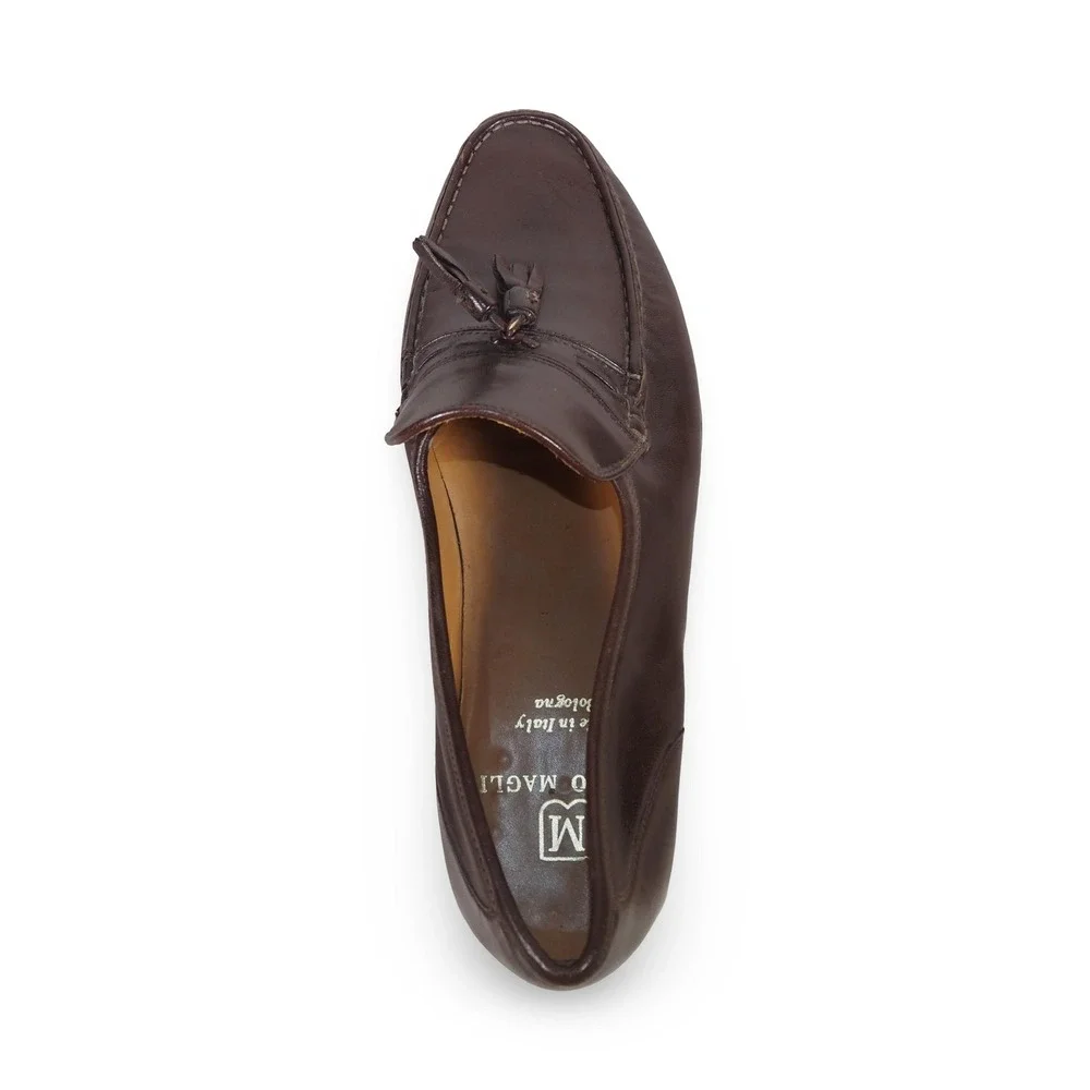Bruno Magli Braxton Italian Leather Tassel Loafers Mens 9M Dark Brown 10210